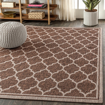 Trebol Moroccan Trellis Textured Weave Indoor/outdoor Area Rug